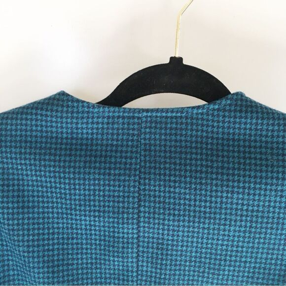 Vintage Pendleton Teal Houndstooth Wool Cropped Academic Blazer 4 - Picture 7 of 7